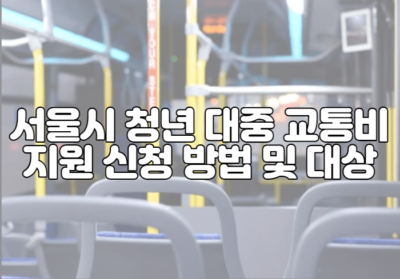 서울시 청년 대중 교통비 지원 신청 방법 및 대상