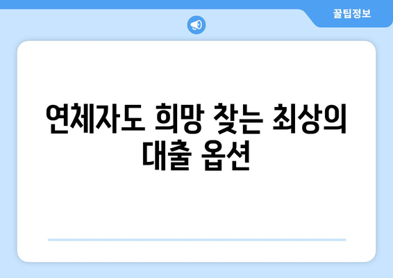 연체자도 희망 찾는 최상의 대출 옵션