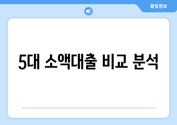 5대 소액대출 비교 분석