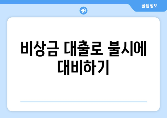 비상금 대출로 불시에 대비하기