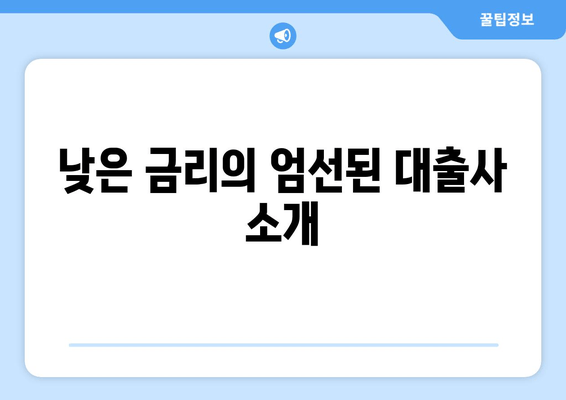 낮은 금리의 엄선된 대출사 소개