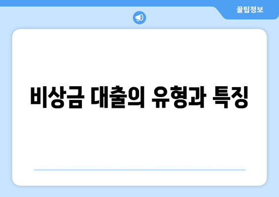 비상금 대출의 유형과 특징