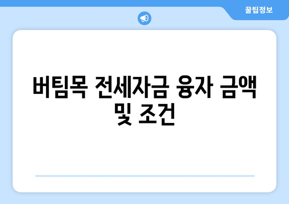 버팀목 전세자금 융자 금액 및 조건