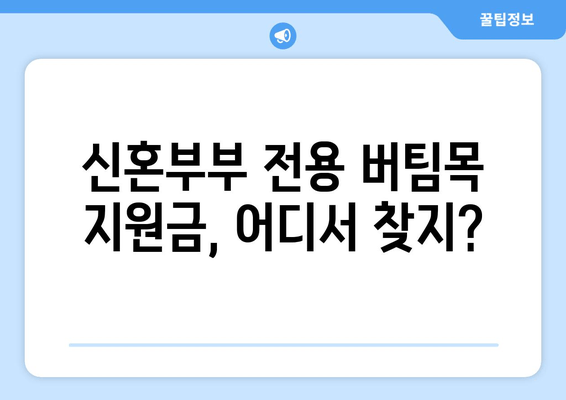 신혼부부 전용 버팀목 지원금, 어디서 찾지?