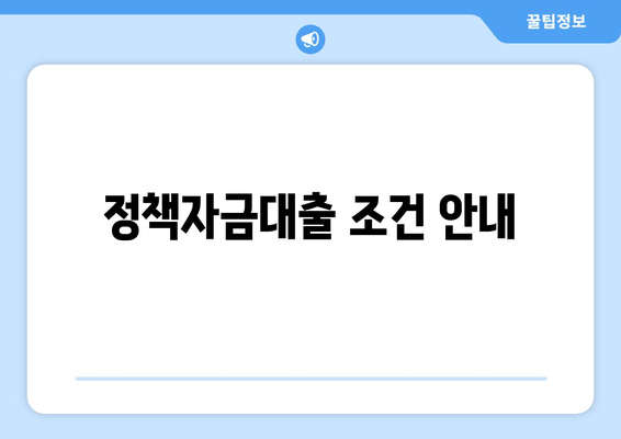 정책자금대출 조건 안내