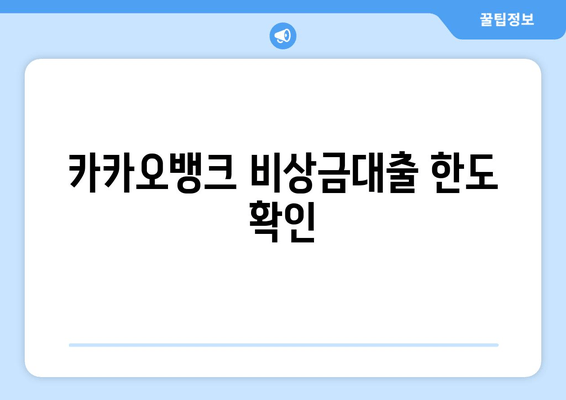 카카오뱅크 비상금대출 한도 확인