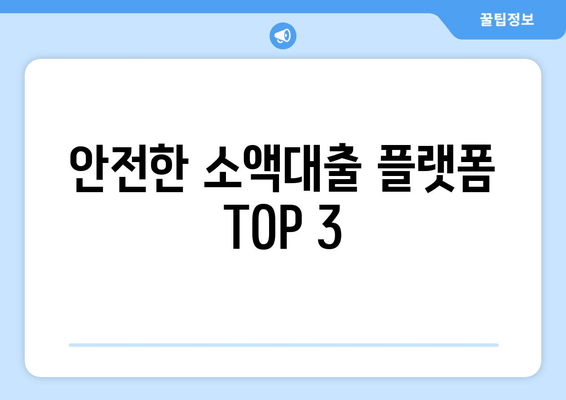 안전한 소액대출 플랫폼 TOP 3