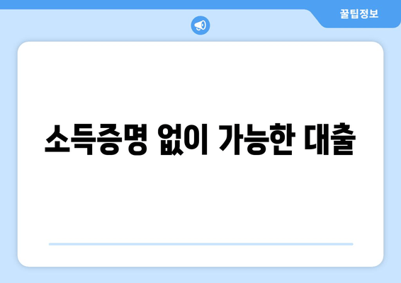 소득증명 없이 가능한 대출