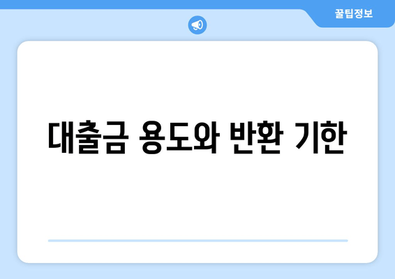 대출금 용도와 반환 기한