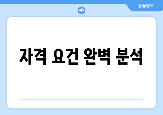 자격 요건 완벽 분석