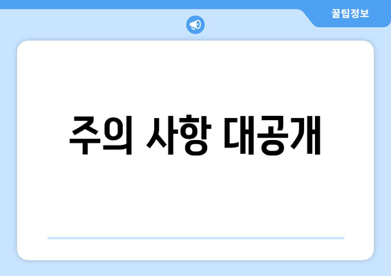 주의 사항 대공개