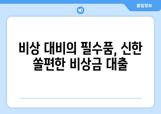 비상 대비의 필수품, 신한 쏠편한 비상금 대출