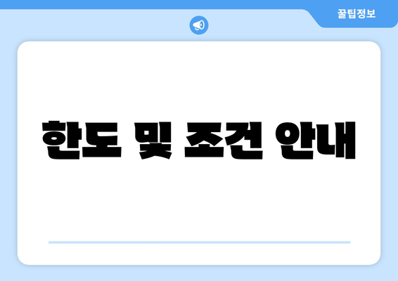 한도 및 조건 안내