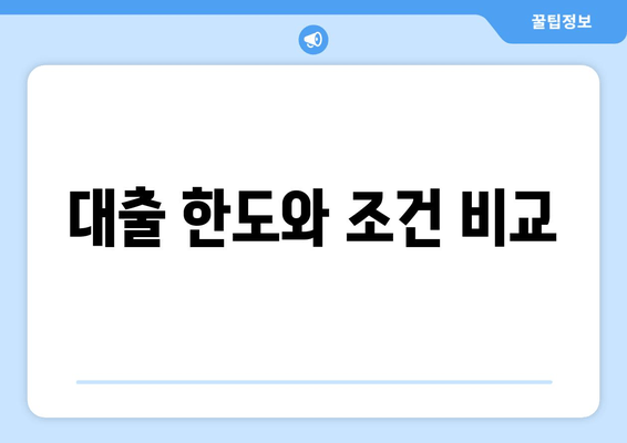 대출 한도와 조건 비교