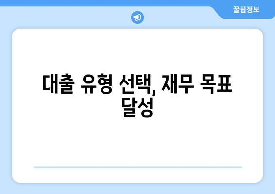 대출 유형 선택, 재무 목표 달성