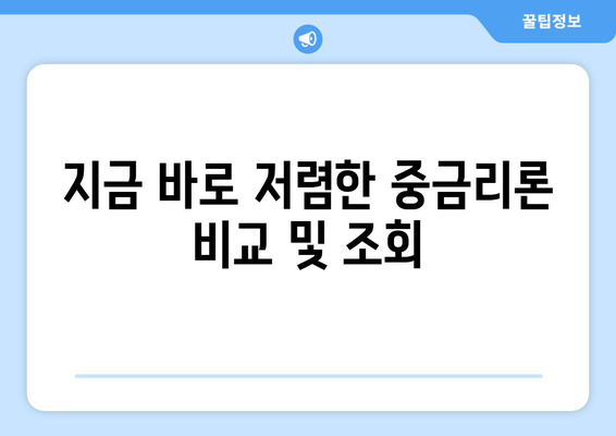 지금 바로 저렴한 중금리론 비교 및 조회