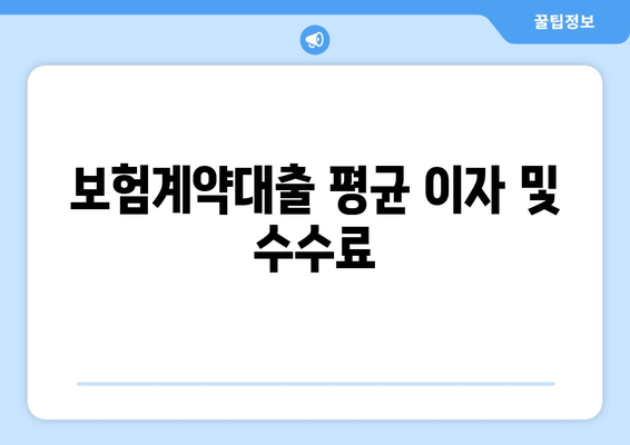 보험계약대출 평균 이자 및 수수료