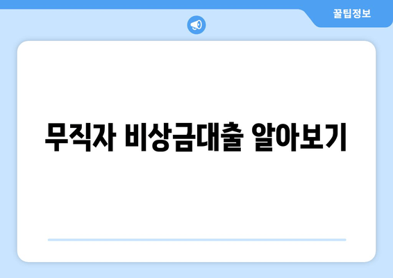 무직자 비상금대출 알아보기