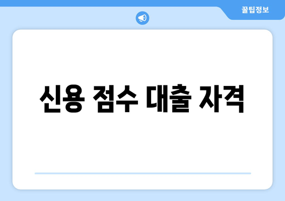 신용 점수 대출 자격