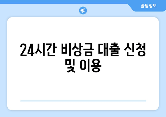 24시간 비상금 대출 신청 및 이용