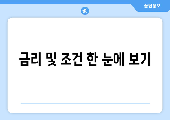 금리 및 조건 한 눈에 보기