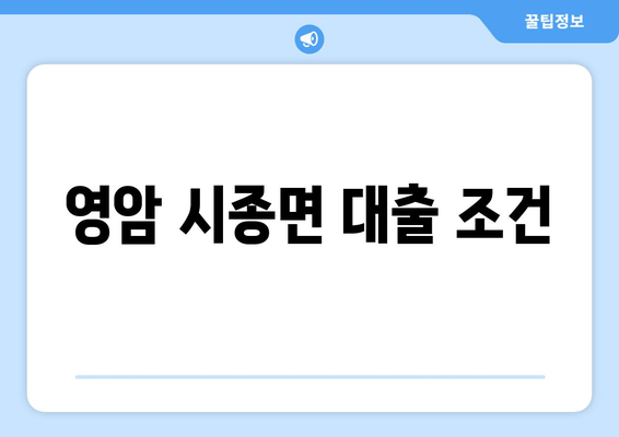 영암 시종면 대출 조건