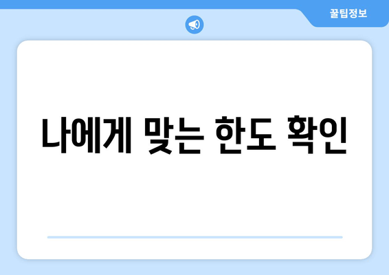 나에게 맞는 한도 확인