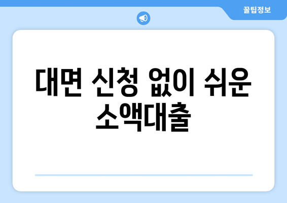 대면 신청 없이 쉬운 소액대출