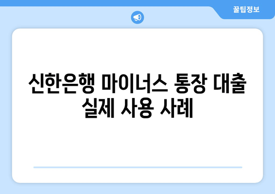 신한은행 마이너스 통장 대출 실제 사용 사례