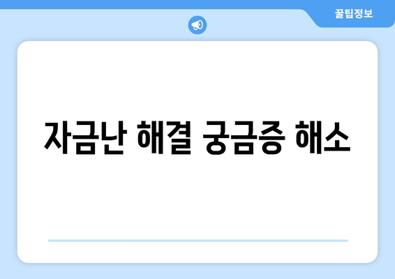 자금난 해결 궁금증 해소