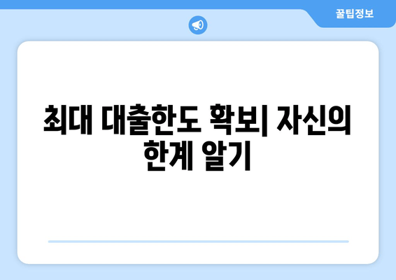 최대 대출한도 확보| 자신의 한계 알기