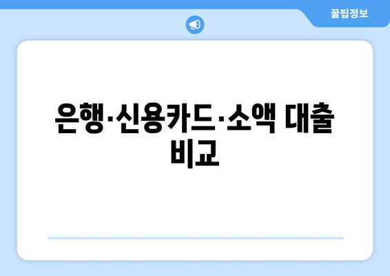 은행·신용카드·소액 대출 비교