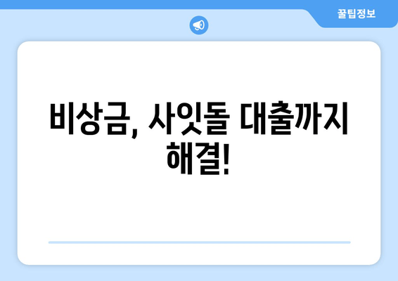 비상금, 사잇돌 대출까지 해결!