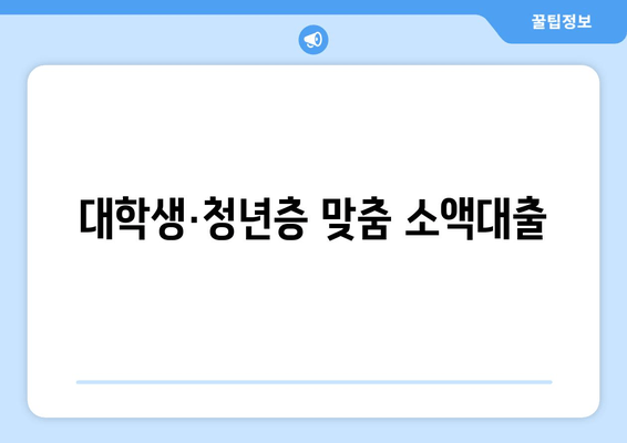 대학생·청년층 맞춤 소액대출