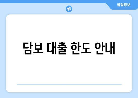 담보 대출 한도 안내