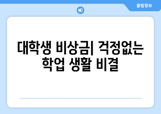 대학생 비상금| 걱정없는 학업 생활 비결