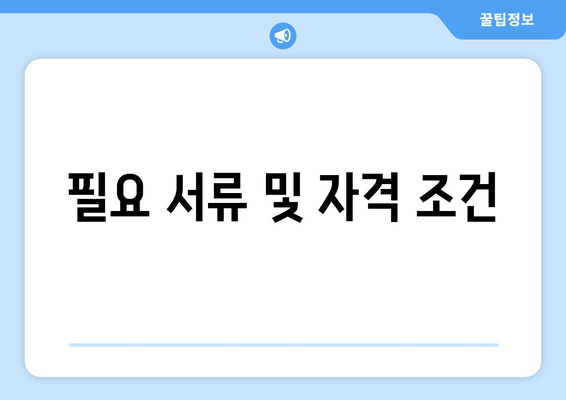 필요 서류 및 자격 조건