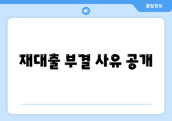 재대출 부결 사유 공개