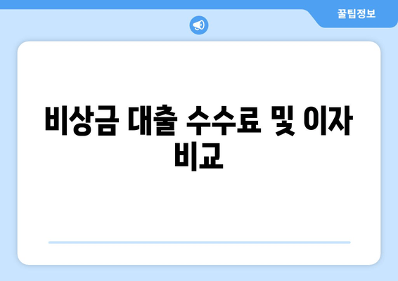 비상금 대출 수수료 및 이자 비교