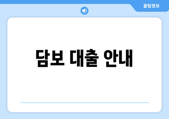 담보 대출 안내