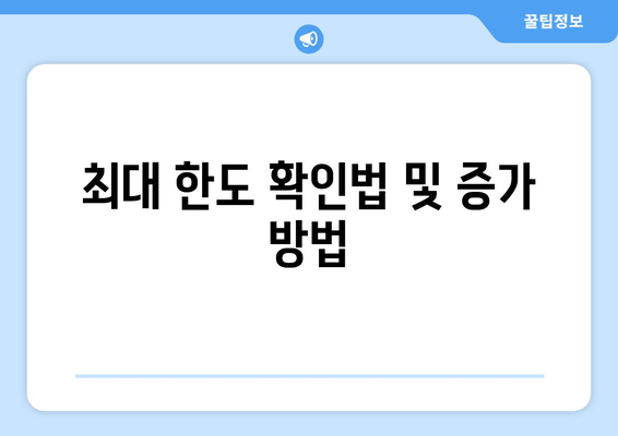 최대 한도 확인법 및 증가 방법