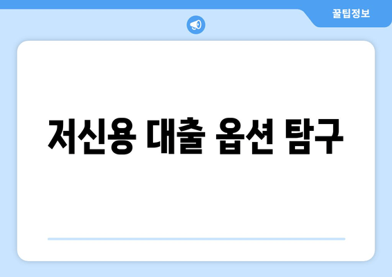 저신용 대출 옵션 탐구