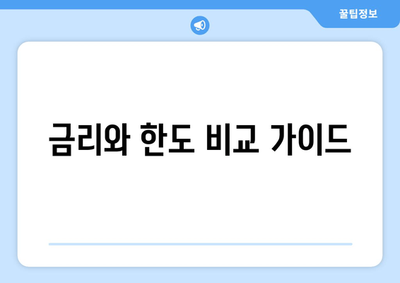 금리와 한도 비교 가이드