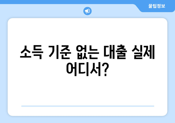 소득 기준 없는 대출 실제 어디서?