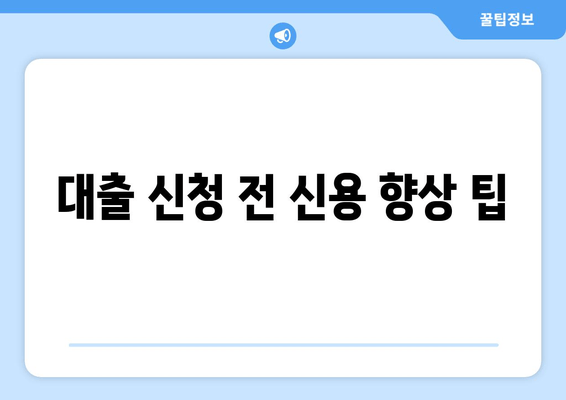 대출 신청 전 신용 향상 팁