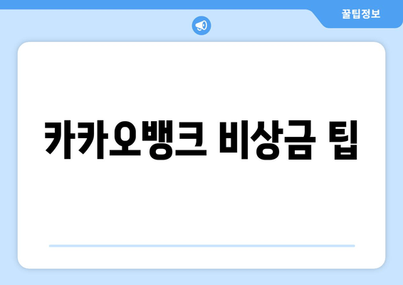 카카오뱅크 비상금 팁