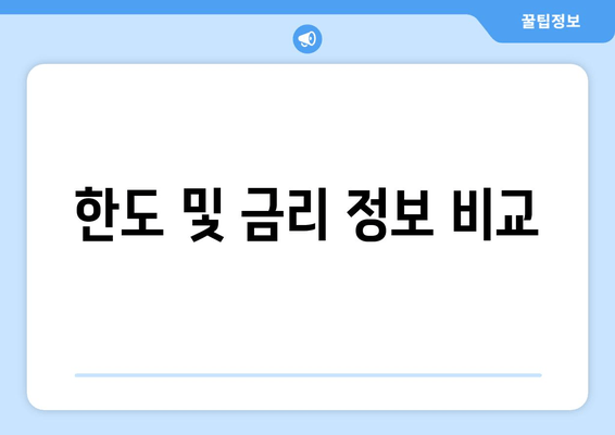 한도 및 금리 정보 비교