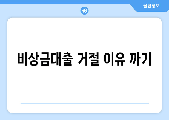 비상금대출 거절 이유 까기