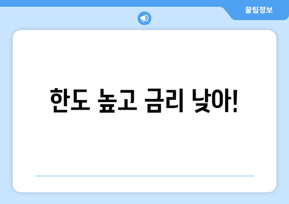 한도 높고 금리 낮아!