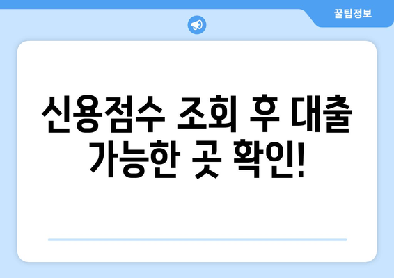 신용점수 조회 후 대출 가능한 곳 확인!